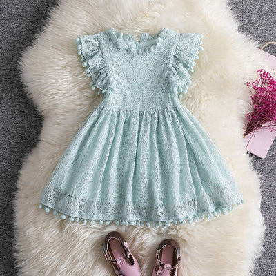 Vestido Princesa Hueco con Mangas Volantes de Encaje - Image 6
