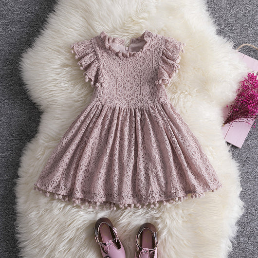 Vestido Princesa Hueco con Mangas Volantes de Encaje - Image 7