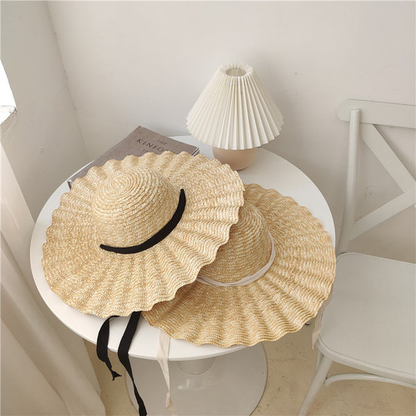 Sombrero Playero Ala Ancha Estilo Europeo Americano con Ondas Laterales