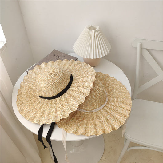 Sombrero Playero Ala Ancha Estilo Europeo Americano con Ondas Laterales