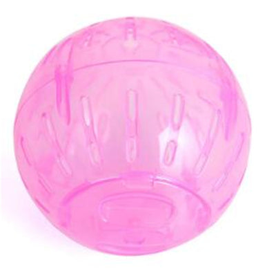 Translucent pink plastic hamster jogging ball with multiple ventilation slots for small pet exercise. - Image 12