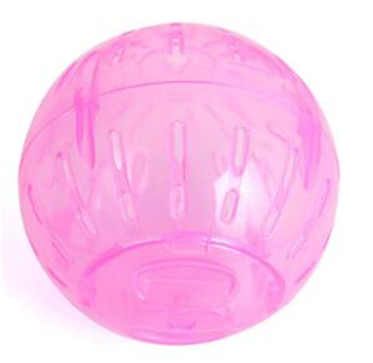 Translucent pink plastic hamster jogging ball with multiple ventilation slots for small pet exercise. - Image 3