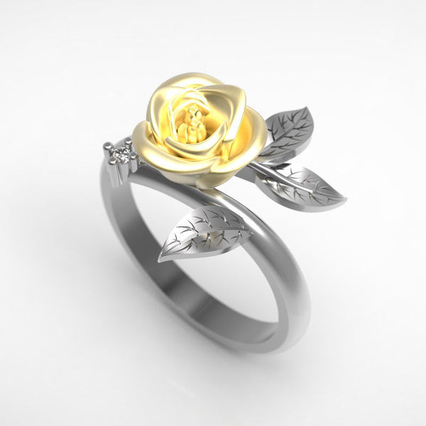 Anillo de Compromiso Floral Elegante