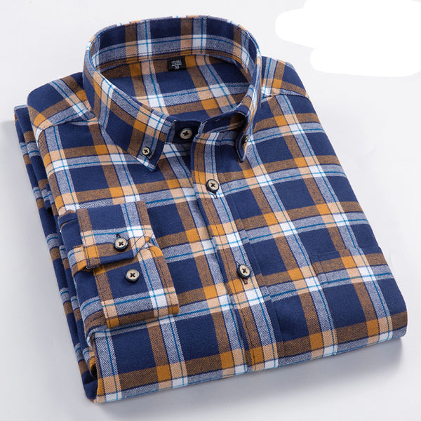 Camisa de Cuadros de Algodón Peinado para Hombre