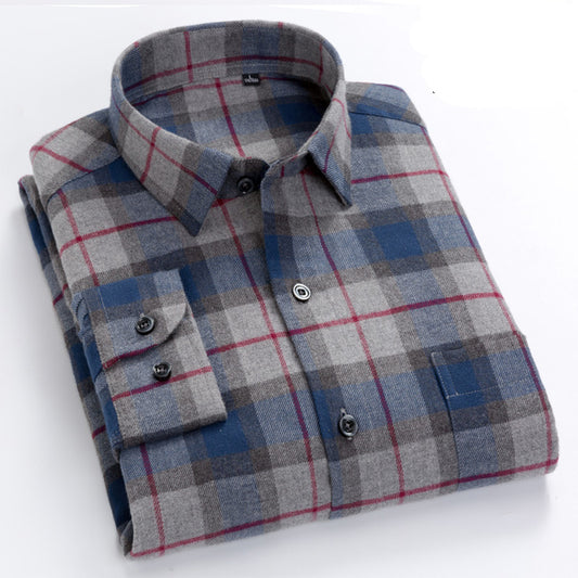 Camisa de Cuadros de Algodón Peinado para Hombre