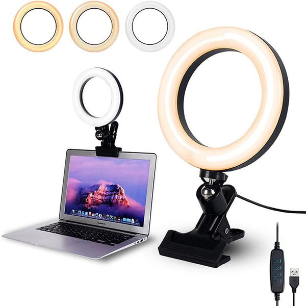 Aro de Luz LED para Transmisión en Vivo - 8 y 6 Pulgadas con Pinza de Escritorio