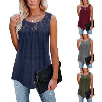 Blusas de Encaje Talla 5XL Sexy Holgadas para Mujer - Camisetas Tirantes Verano Cuello Redondo - Image 18
