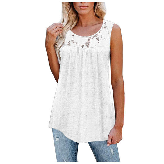 Blusas de Encaje Talla 5XL Sexy Holgadas para Mujer - Camisetas Tirantes Verano Cuello Redondo - Image 17