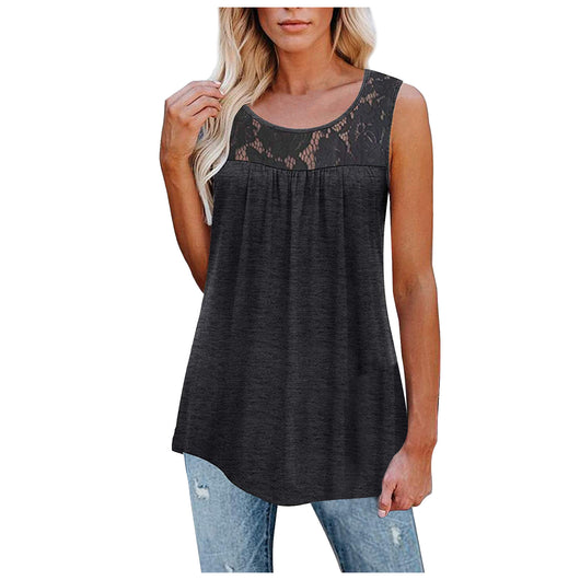 Blusas de Encaje Talla 5XL Sexy Holgadas para Mujer - Camisetas Tirantes Verano Cuello Redondo - Image 4