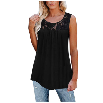 Blusas de Encaje Talla 5XL Sexy Holgadas para Mujer - Camisetas Tirantes Verano Cuello Redondo - Image 5