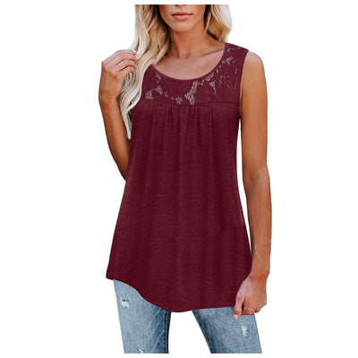 Blusas de Encaje Talla 5XL Sexy Holgadas para Mujer - Camisetas Tirantes Verano Cuello Redondo - Image 6