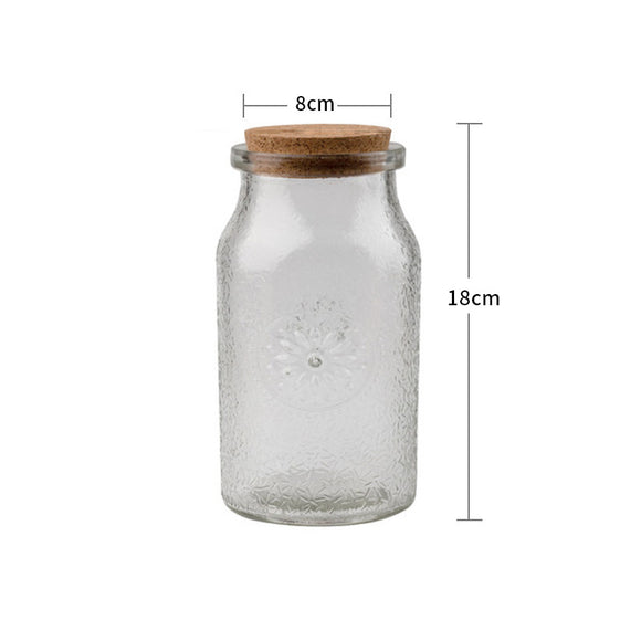 Frasco de Vidrio Hermético con Tapa de Corcho y Madera Estilo Europeo