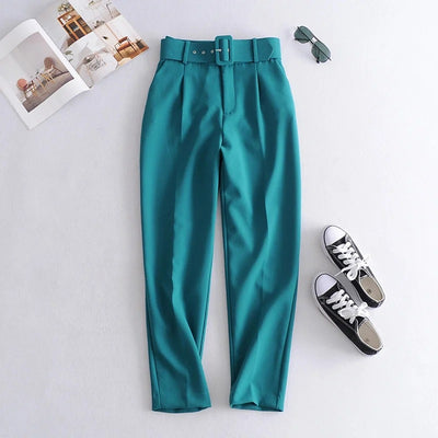 Pantalones Casuales Talle Alto Amarillos Capri - Image 23