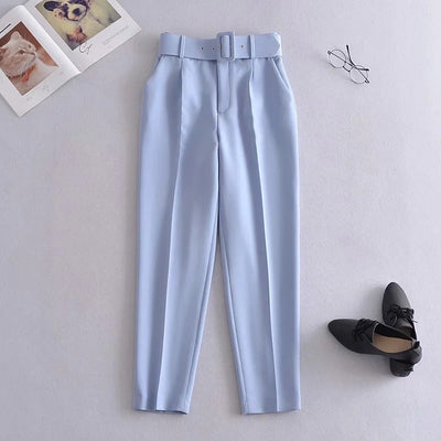 Pantalones Casuales Talle Alto Amarillos Capri - Image 25