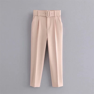 Pantalones Casuales Talle Alto Amarillos Capri - Image 7