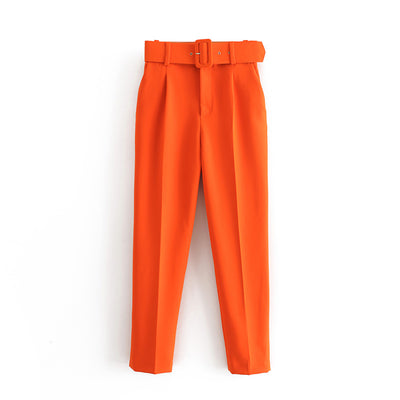 Pantalones Casuales Talle Alto Amarillos Capri - Image 3