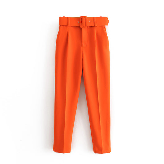 Pantalones Casuales Talle Alto Amarillos Capri - Image 3