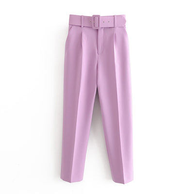 Pantalones Casuales Talle Alto Amarillos Capri - Image 9