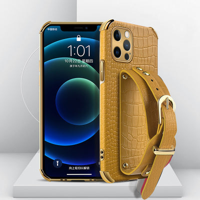 Funda para iPhone con Correa de Muñeca y Textura de Piel de Cocodrilo - Image 9