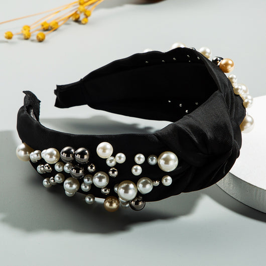 Diadema Ancha Coreana con Perlas y Nudos - Accesorios para el Cabello Elegantes - Image 6
