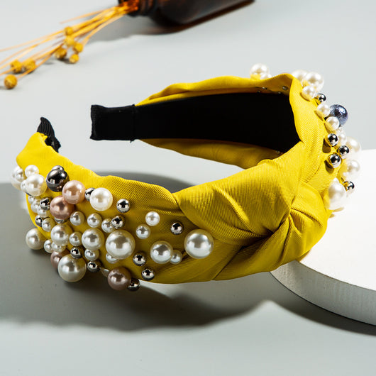 Diadema Ancha Coreana con Perlas y Nudos - Accesorios para el Cabello Elegantes - Image 3