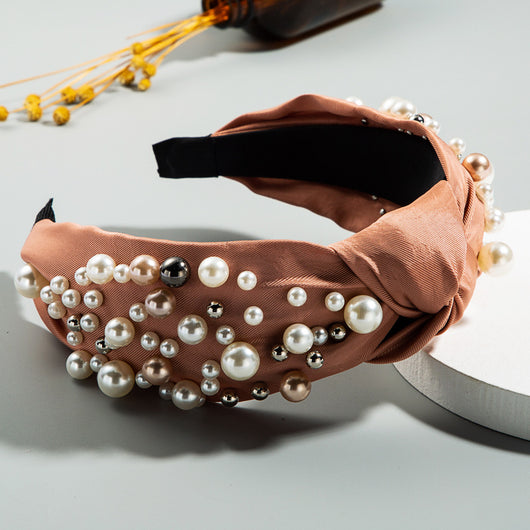 Diadema Ancha Coreana con Perlas y Nudos - Accesorios para el Cabello Elegantes - Image 2