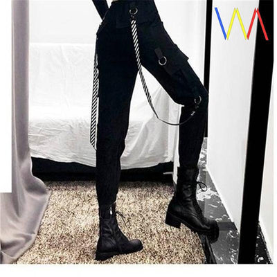 Pantalones Cargo Jogger Streetwear para Mujer en Negro - Image 3