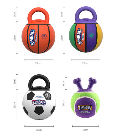 Orange basketball dog toy with a kettlebell-style handle, labeled GiGwi Jumball, for medium to large dogs. - Image 8