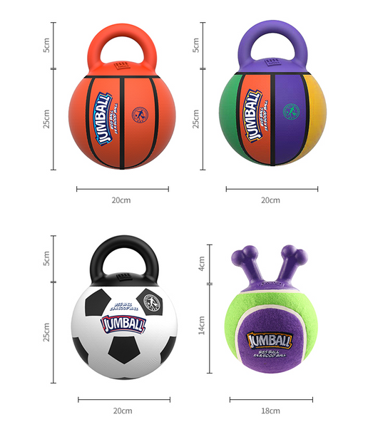 Orange basketball dog toy with a kettlebell-style handle, labeled GiGwi Jumball, for medium to large dogs. - Image 8