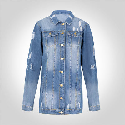 Abrigo Trinchera Denim Rotos Largo Medio - Image 4
