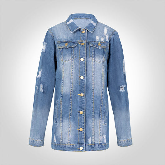 Abrigo Trinchera Denim Rotos Largo Medio - Image 4