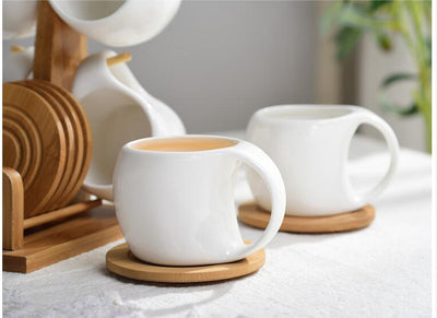 Juego de 6 Tazas de Cerámica 200ml con Soporte de Bambú y Posavasos Antideslizantes - Image 13