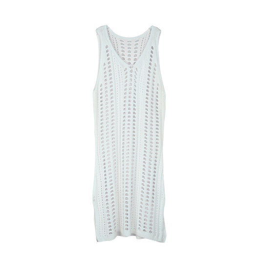 Vestido Playero Calado con Escote V - Cubre Traje de Baño Tejido Crochet - Image 5