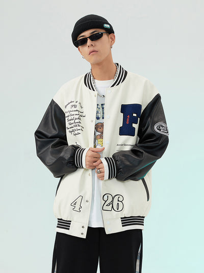 Chamarra Varsity Blanca Oversized - Image 6