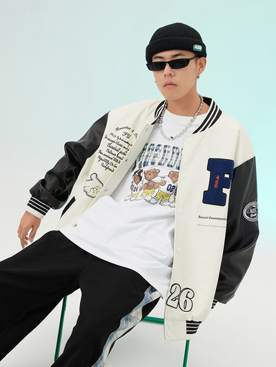Chamarra Varsity Blanca Oversized - Image 2