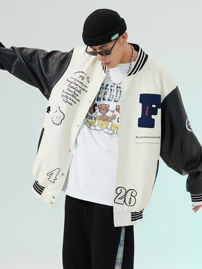 Chamarra Varsity Blanca Oversized - Image 5
