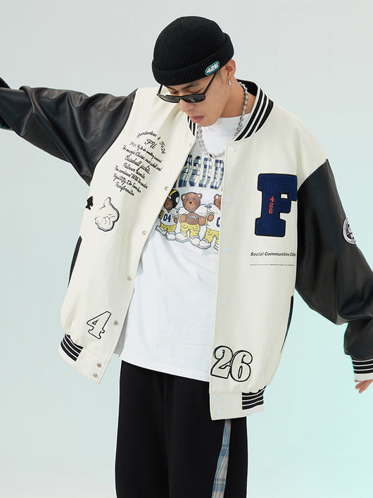 Chamarra Varsity Blanca Oversized - Image 5