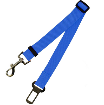 Red adjustable car safety belt for dogs with a metal seatbelt buckle and a silver swivel snap hook. - Image 10