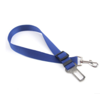Red adjustable car safety belt for dogs with a metal seatbelt buckle and a silver swivel snap hook. - Image 11