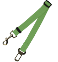 Red adjustable car safety belt for dogs with a metal seatbelt buckle and a silver swivel snap hook. - Image 12
