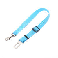 Red adjustable car safety belt for dogs with a metal seatbelt buckle and a silver swivel snap hook. - Image 15