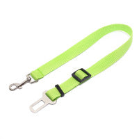 Red adjustable car safety belt for dogs with a metal seatbelt buckle and a silver swivel snap hook. - Image 18