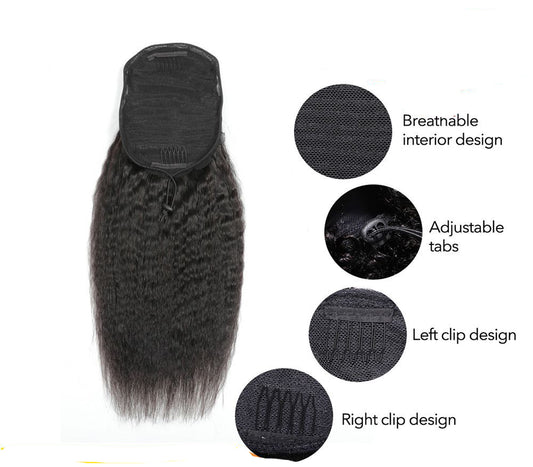 Cabello Humano Lacio Ondulado con Cola de Caballo Integrada