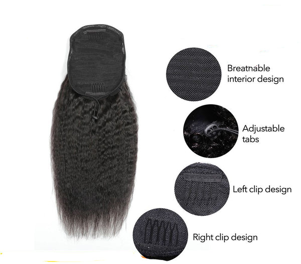 Cabello Humano Lacio Ondulado con Cola de Caballo Integrada