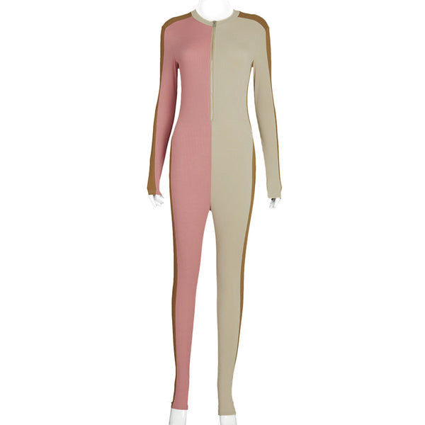 Jumpsuit Deportivo con Cierre y Costuras Contrastantes