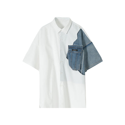 Camisa Denim Blanca con Cuello Cuadrado y Mangas Cortas - Image 11