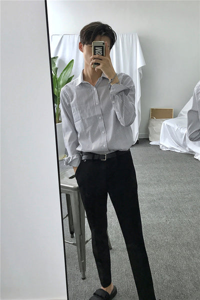 Camisa Manga Larga a Rayas para Hombre - Corte Slim Elegante - Image 11