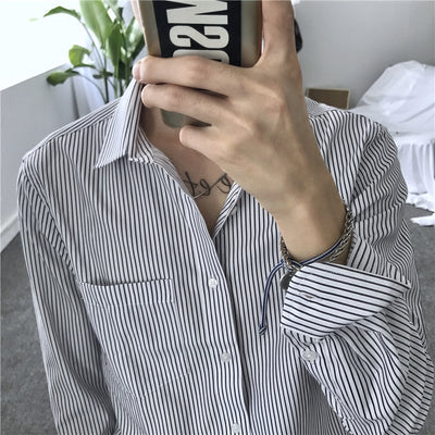 Camisa Manga Larga a Rayas para Hombre - Corte Slim Elegante - Image 8