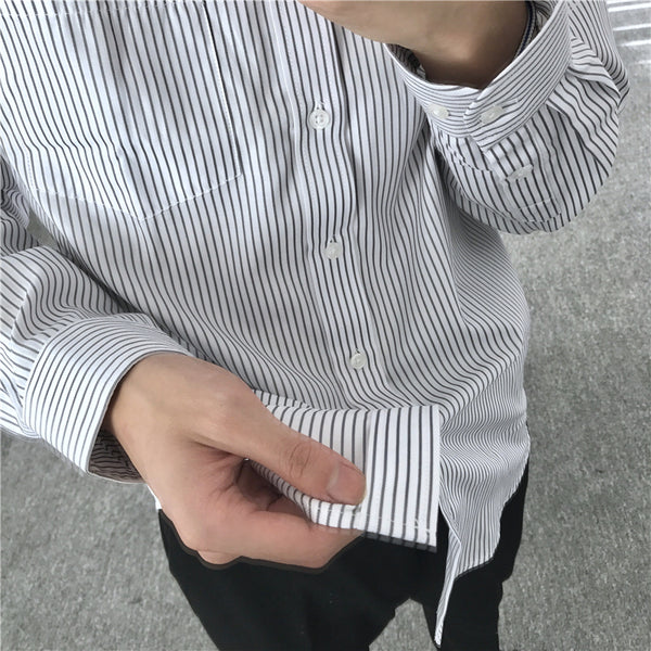Camisa Manga Larga a Rayas para Hombre - Corte Slim Elegante