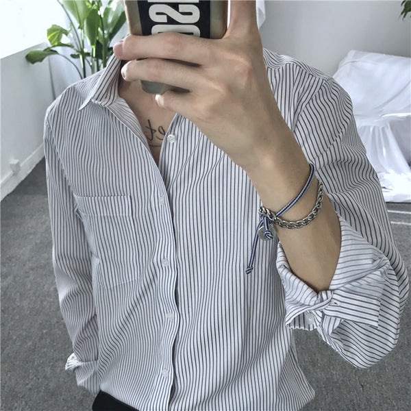 Camisa Manga Larga a Rayas para Hombre - Corte Slim Elegante